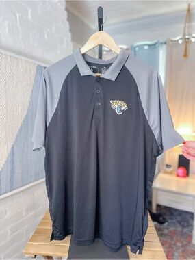 Antigua Black and Grey Jacksonville Jaguars Polo Shirt